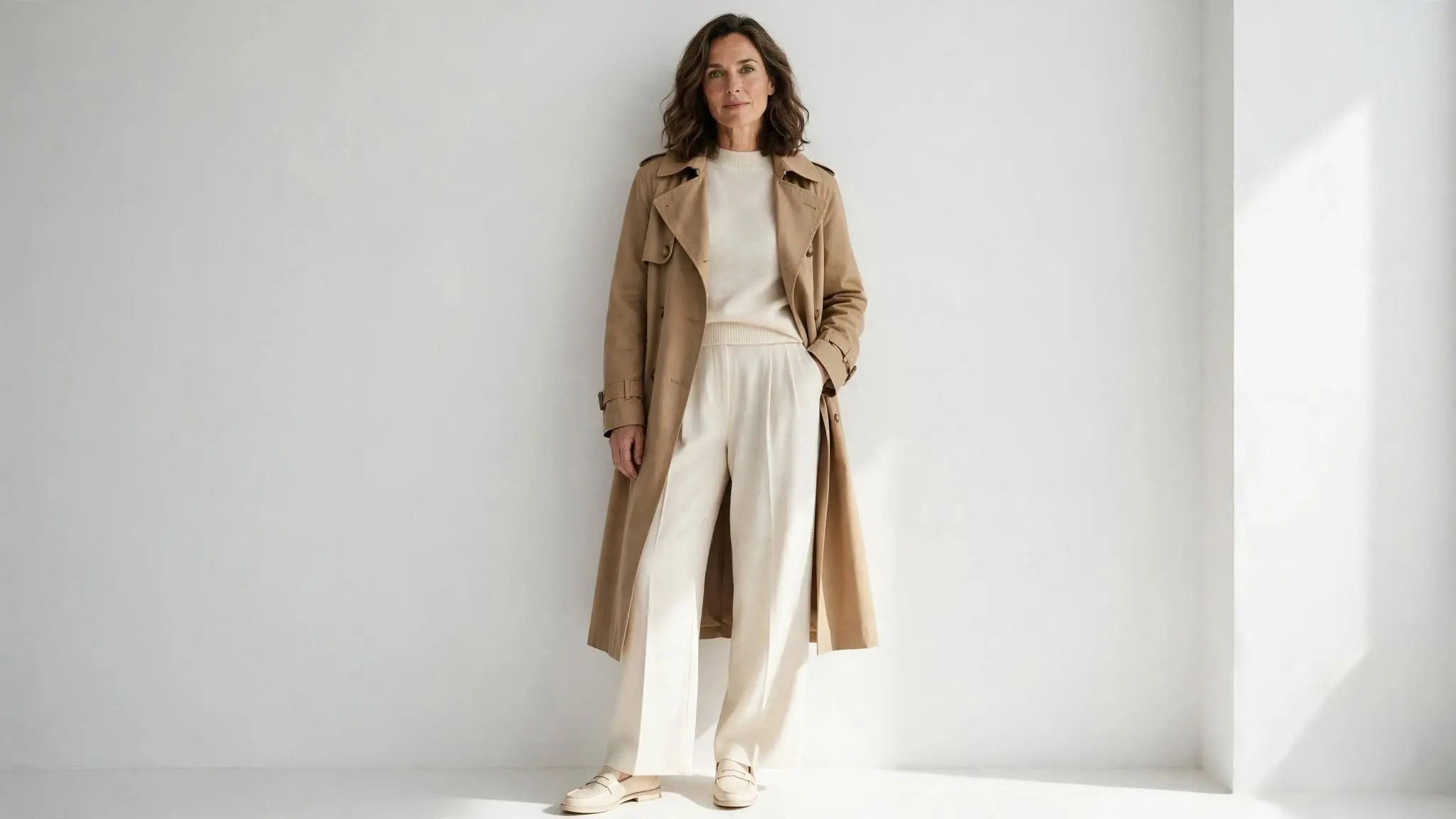 How to Style a Trench Coat Over 40 With Clothes You Already Own 5 Build a one-color base outfit