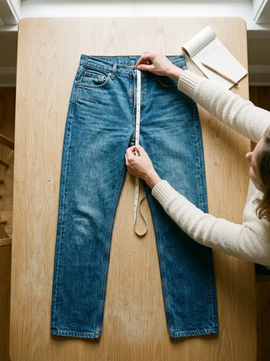 Measure the front rise on jeans you already own