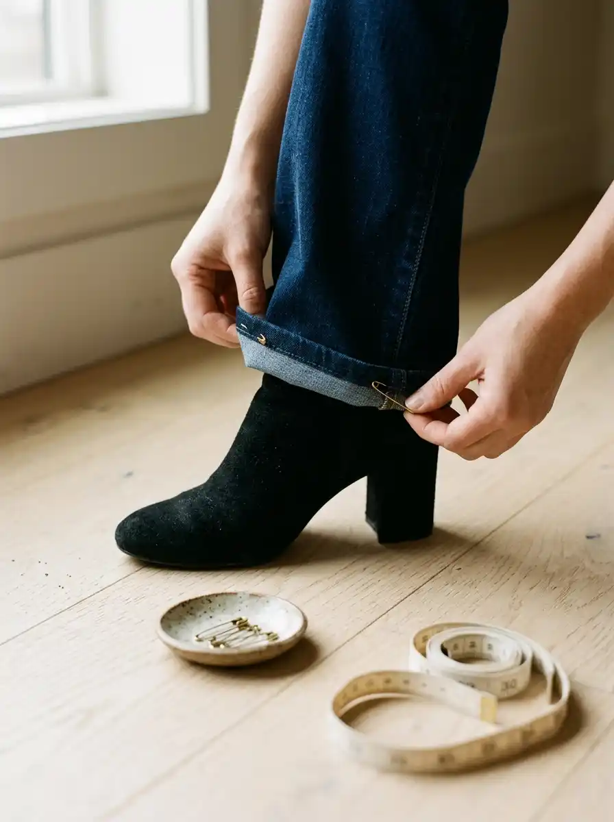 Bootcut vs Straight Leg Jeans Over 40 10 Pin the hem to the right length for your shoes