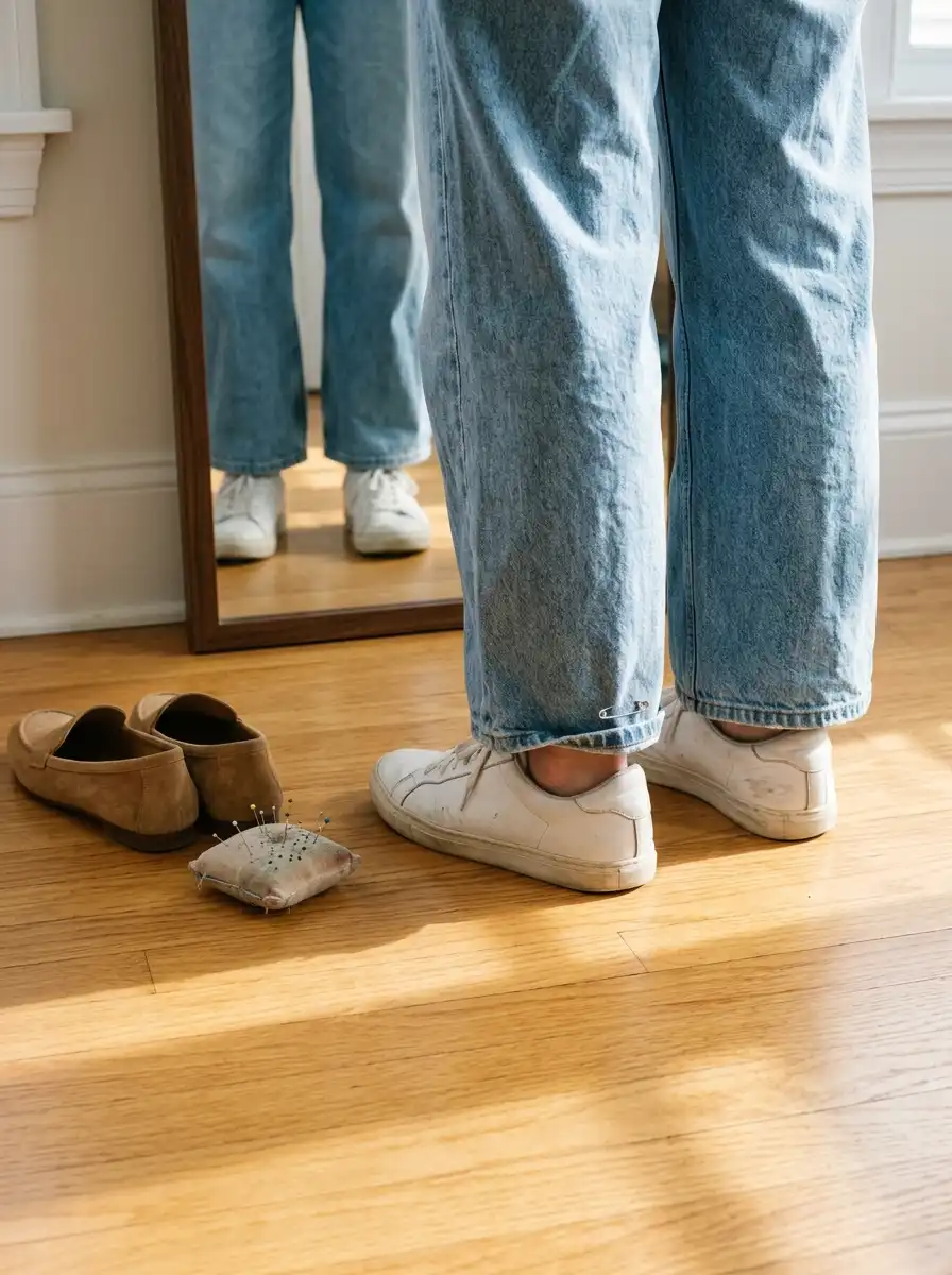Put on your everyday shoes to set the hem length