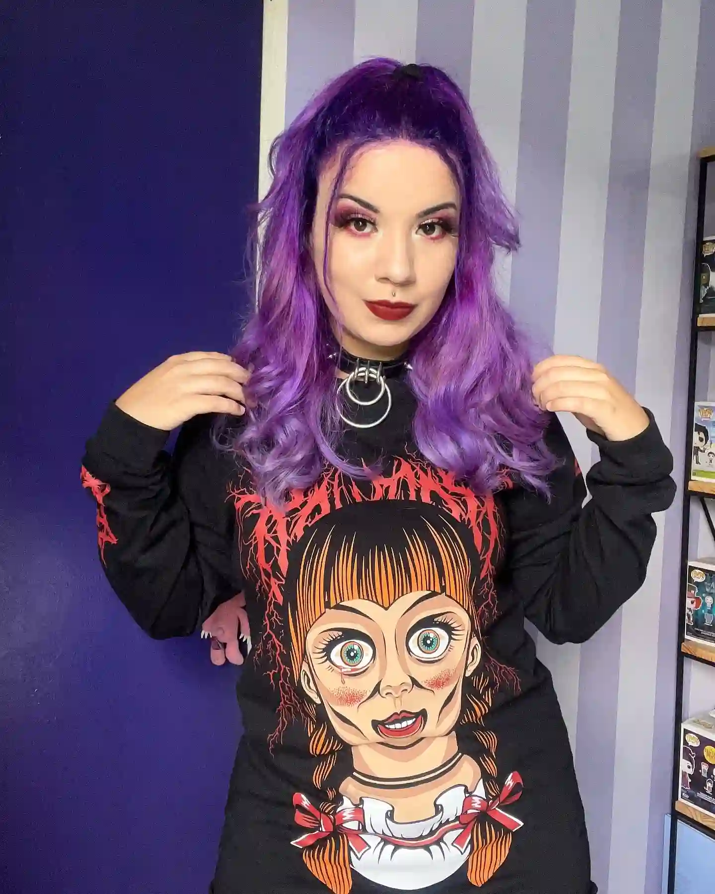 5. Graphic Print Sweatshirt with Statement Hair