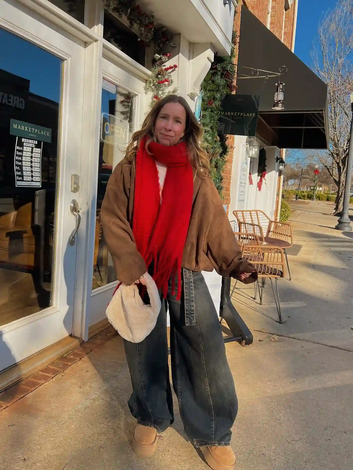 13. Suede Jacket with Fringed Scarf