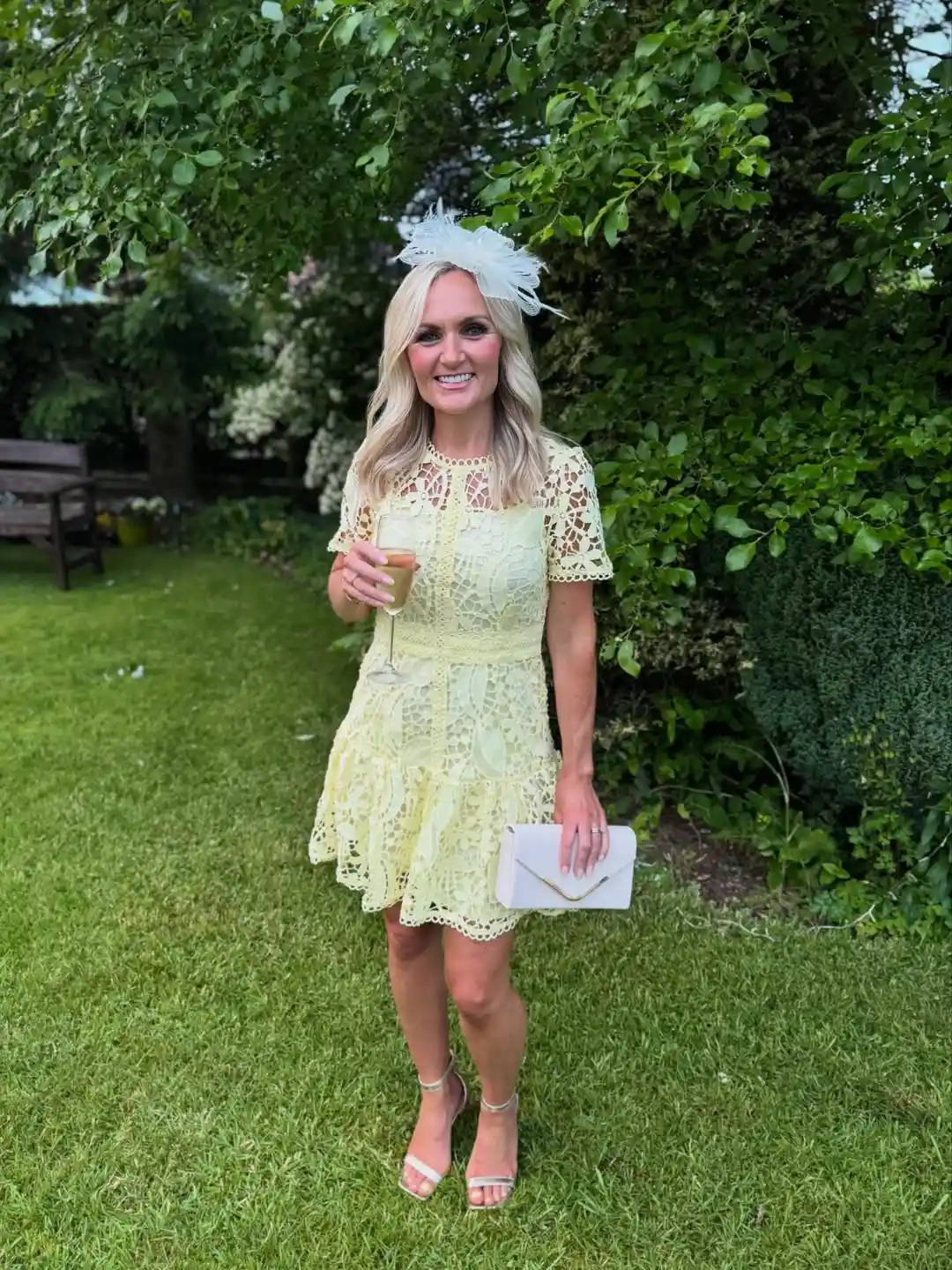 1. Pale Yellow Lace Dress
