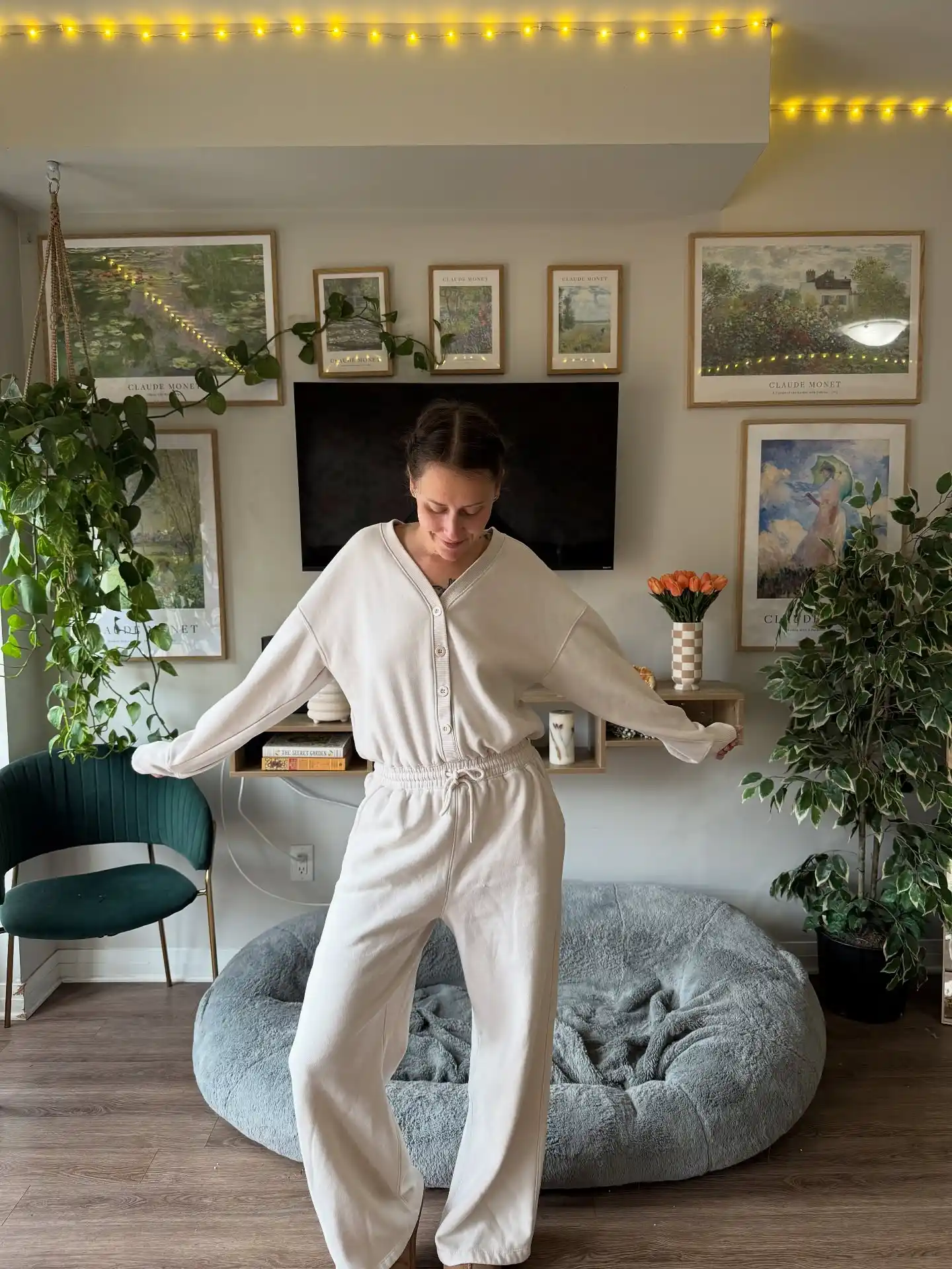 12 Loungewear Pieces for Women Over 40 (Not Sloppy) 13 12. Button Front Cardigan and Wide Leg Set