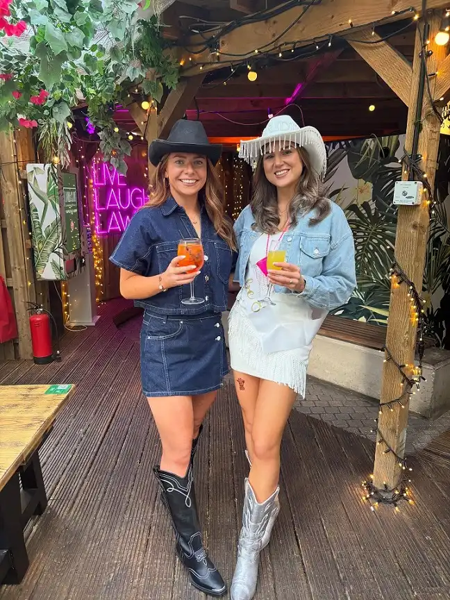 Denim Set and Cowboy Boots for a Western Bar Crawl