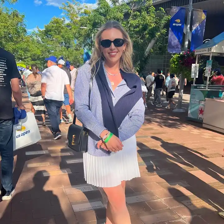 A Striped Shirt and Pleated Skirt for a Day Watching Pro Tennis