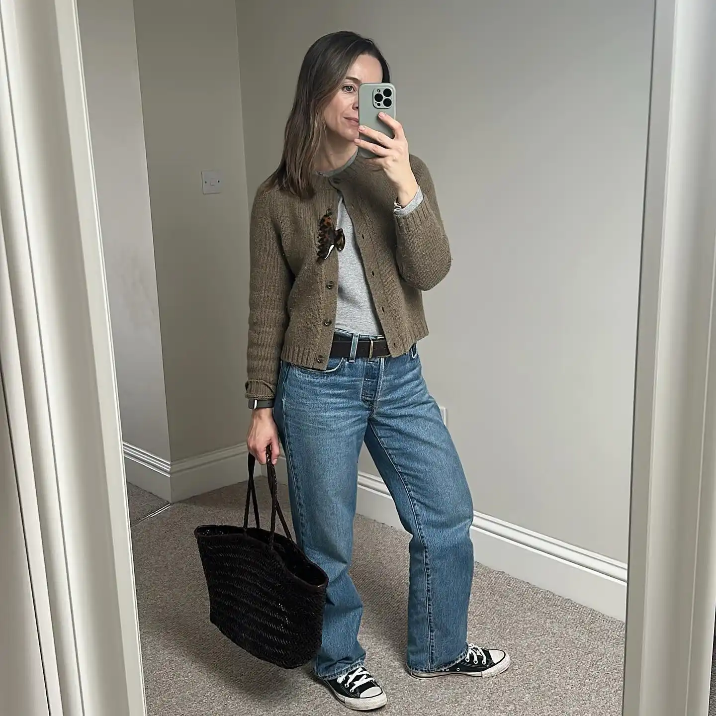 3. Cropped Cardigan with Straight Leg Jeans