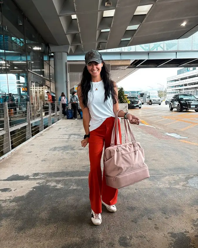 Red Wide Leg Pants and a Sleeveless Tee