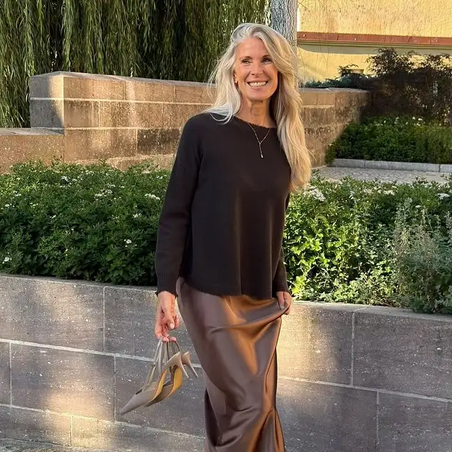 A Soft Black Sweater With a Satin Slip Skirt