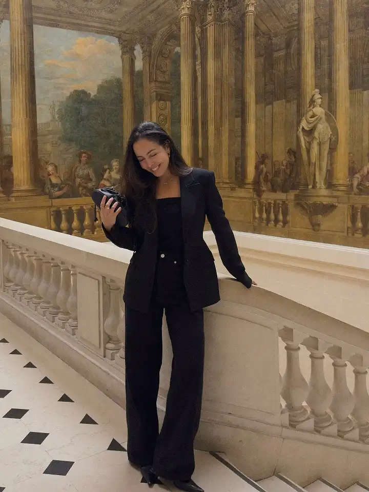 All Black Blazer and Wide Leg Trousers