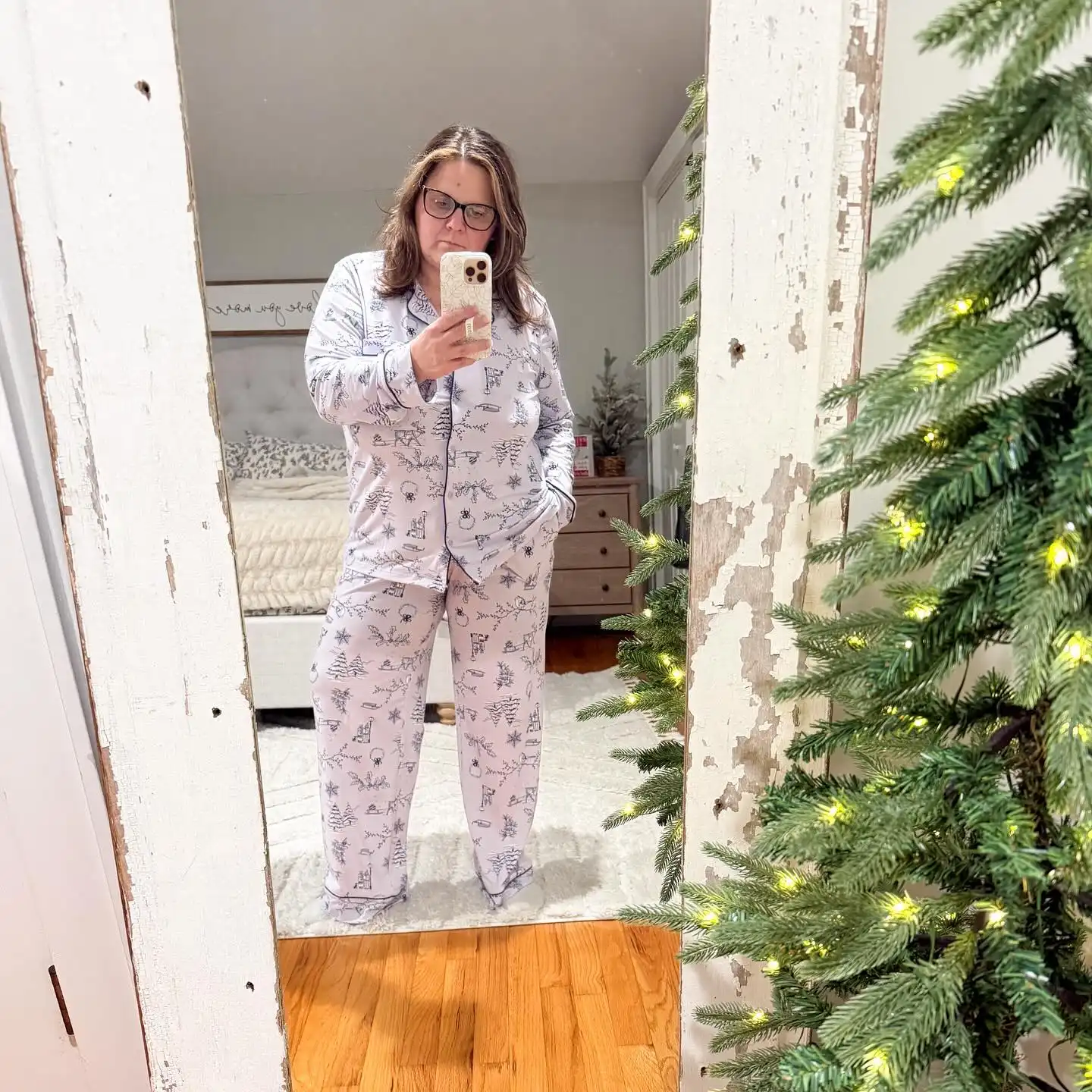 Elevated Pajamas for Women Over 40: 10 Sets You Can Answer the Door In 7 6. Winter Toile Print Pajama Set