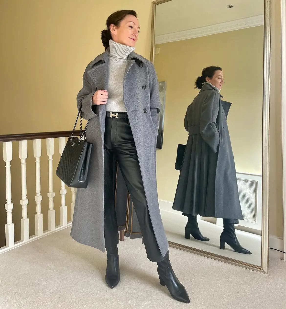 3. Black Leather Block-Heel Boots