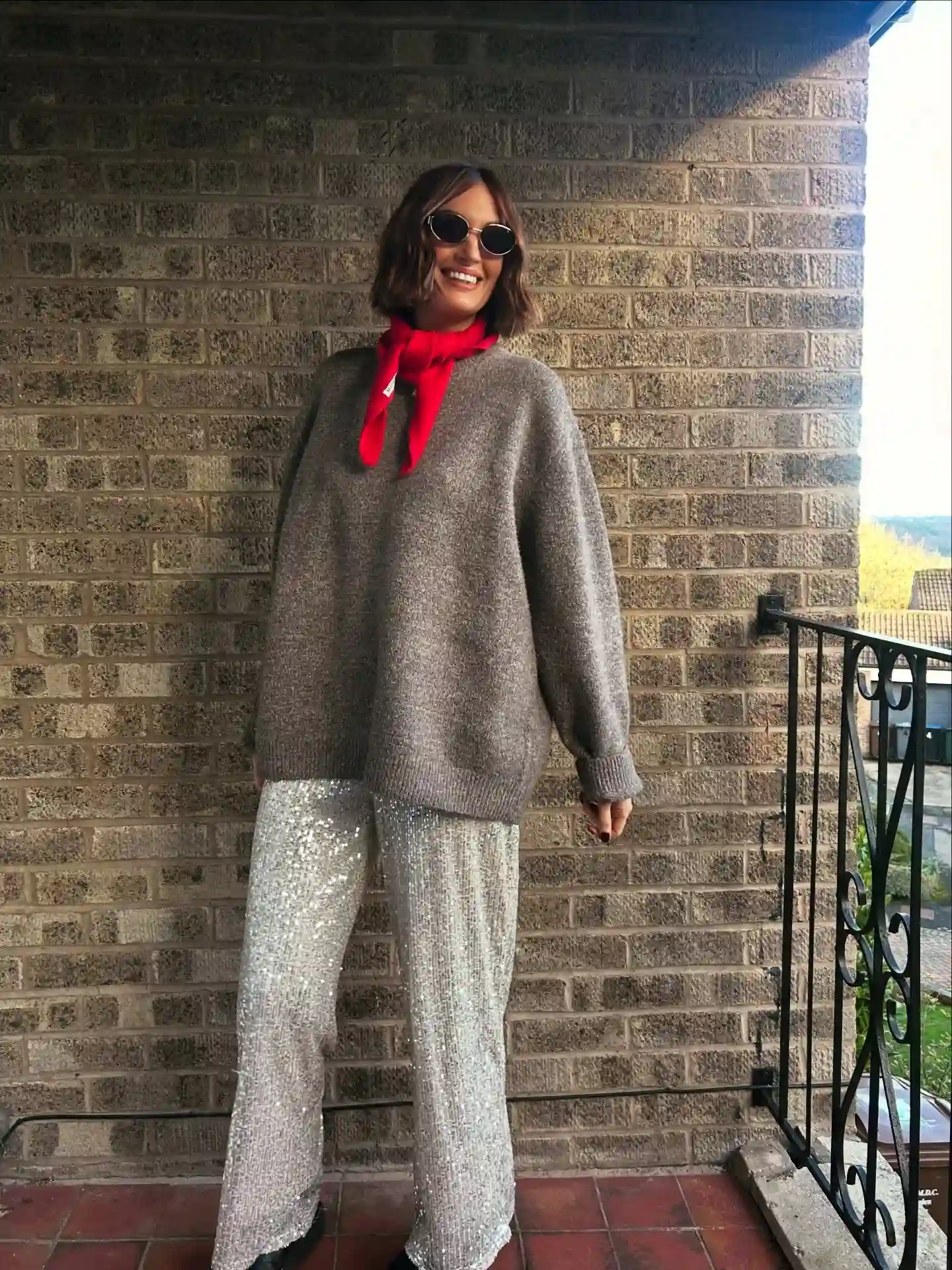 2. Oversized Sparkle Knit with Sequin Pants