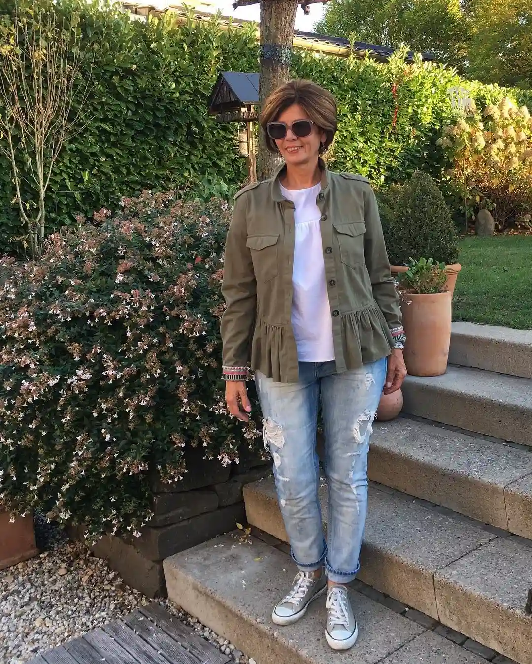 16. Peplum Utility Jacket with Distressed Jeans