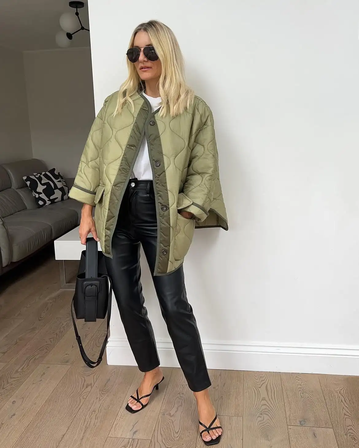 15 Puffer Jacket Outfits for Women Over 40 That Actually Look Chic 12 11. Trade Bulky for a Lightweight Quilted Jacket and Heels
