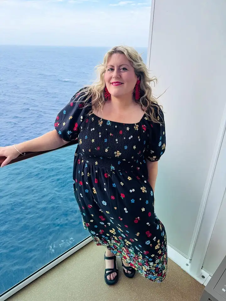 Smocked Black Floral Midi With Puff Sleeves