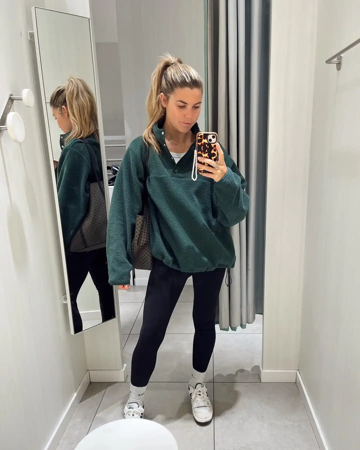 13. Fleece Pullover with Black Leggings