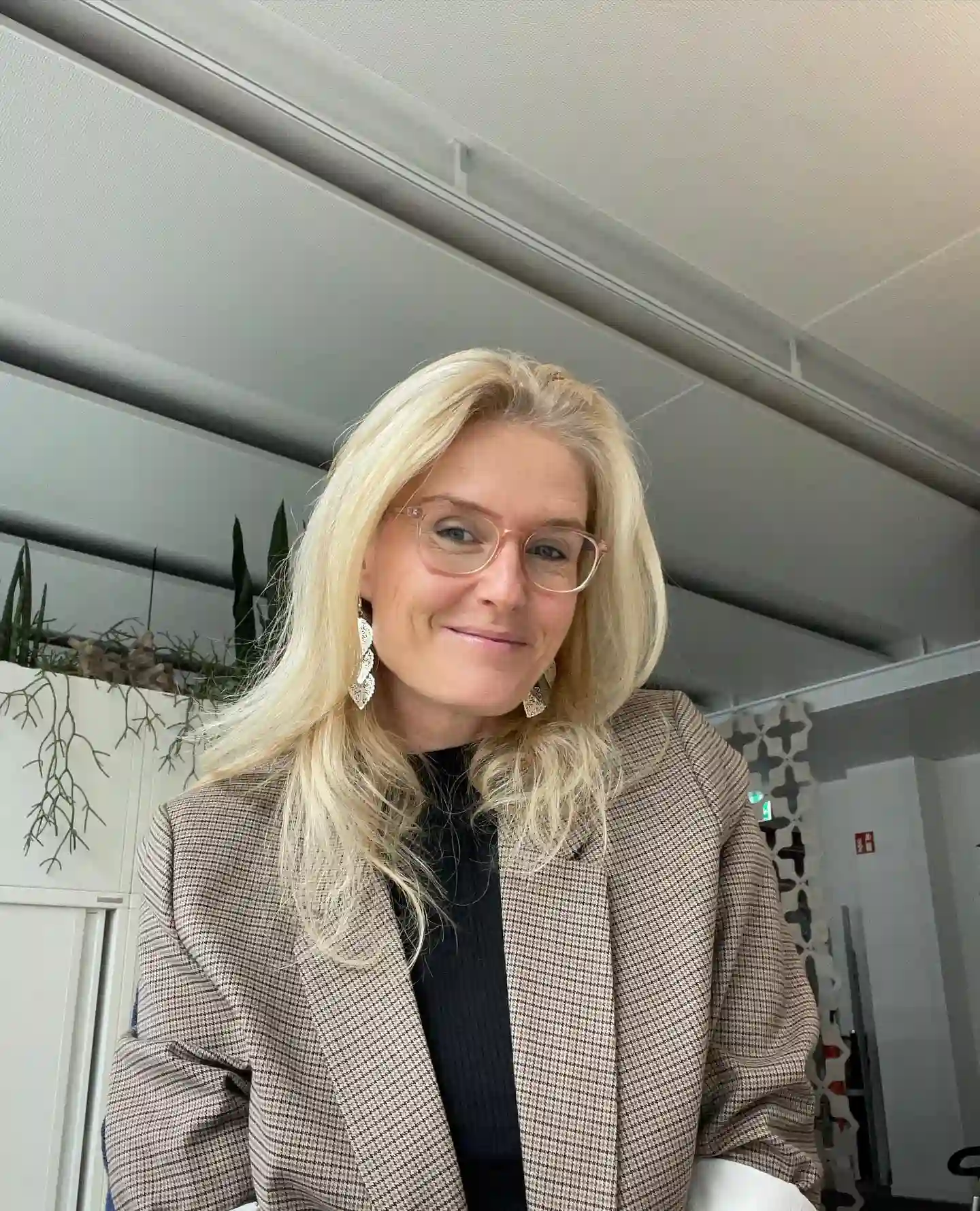 2. Houndstooth Blazer with Black Turtleneck