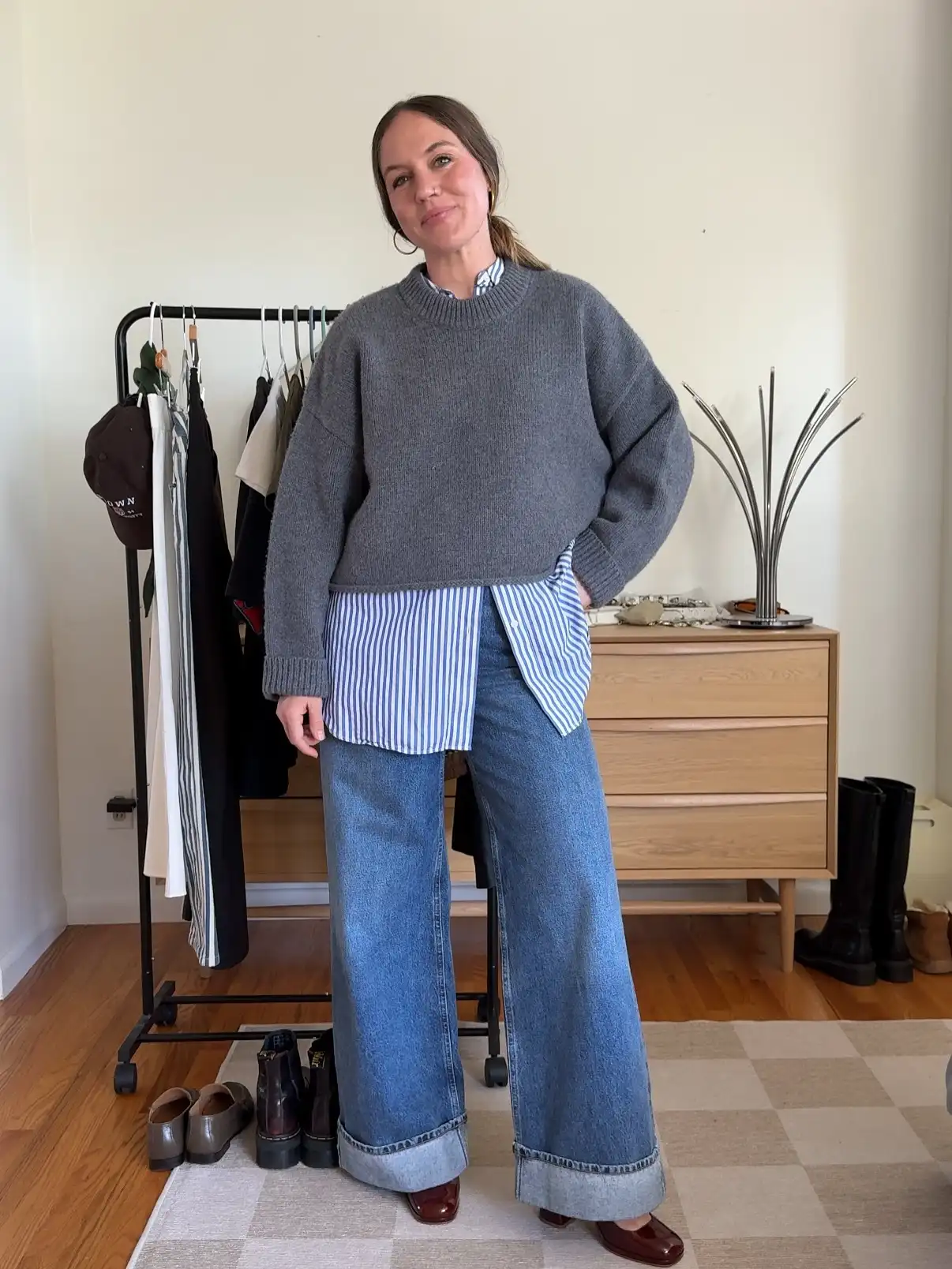 Fall Capsule Wardrobe for Women Over 40 (20 Pieces) 12 11. Grey Cropped Sweater