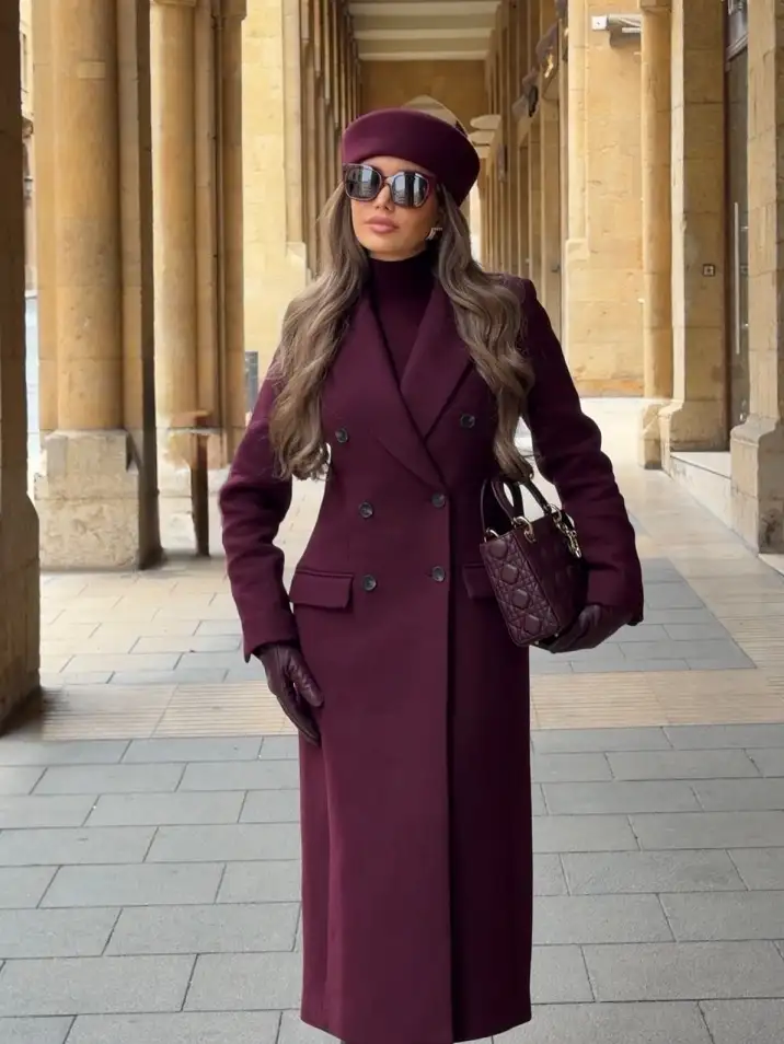 The Head-to-Toe Plum Coat for Full Tonal Dressing