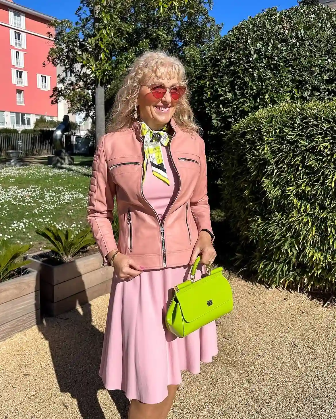 15 Leather Jacket Outfits for Women Over 40 That Actually Work 3 2. Blush Leather Jacket in a Monochrome Palette
