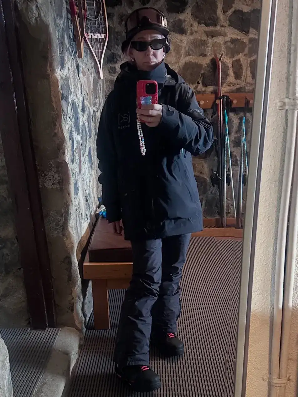 12. Navy Hooded Jacket With Loose Pants and Pink Laced Boots
