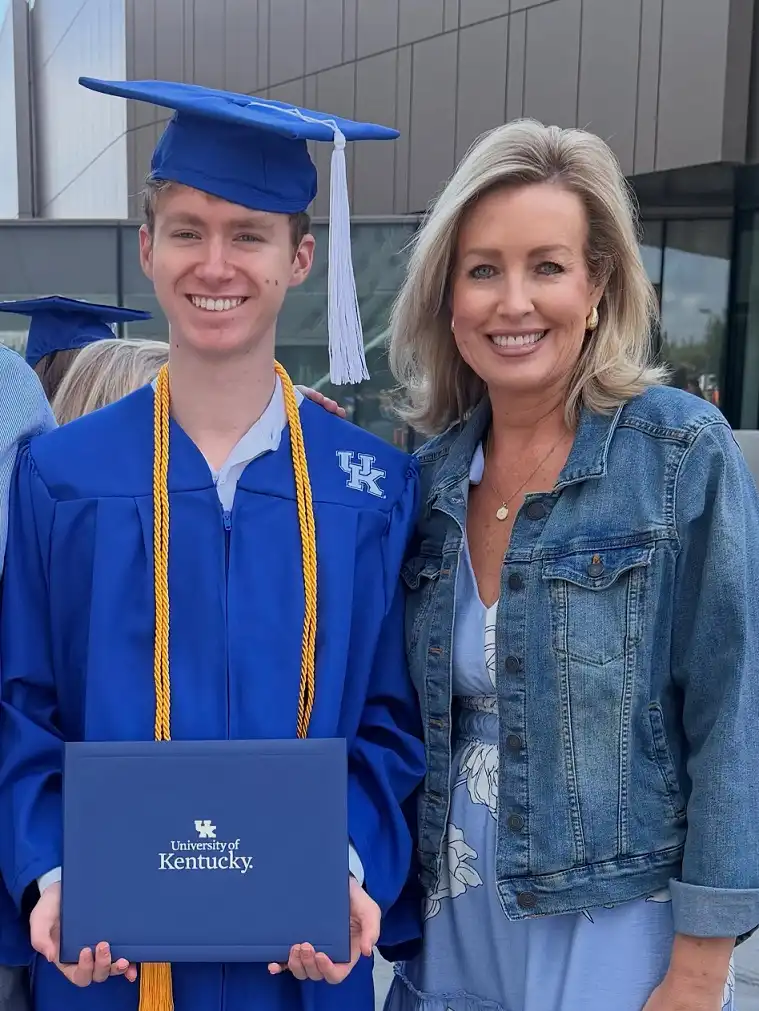 15 Outfits for the Mother of the Graduate Over 40 That Look Great in Every Photo 12 Denim Jacket over a Blue Floral Dress