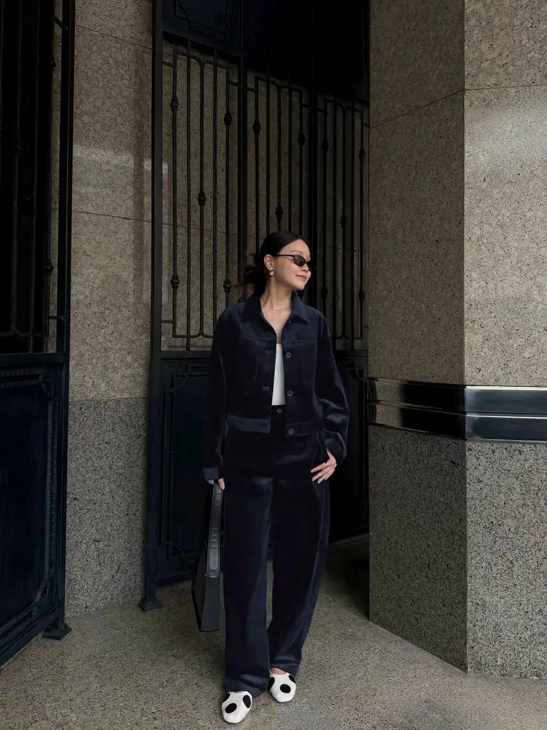 16 Corduroy Outfits for Women Over 40 11 10. Navy Corduroy Jacket and Matching Trousers Set