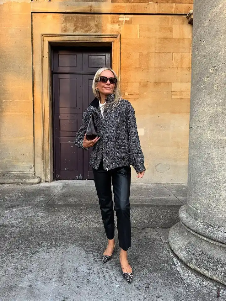 18 Winter Work Outfits for Women Over 40 4 Tweed And Leather For A Sharper Office Look