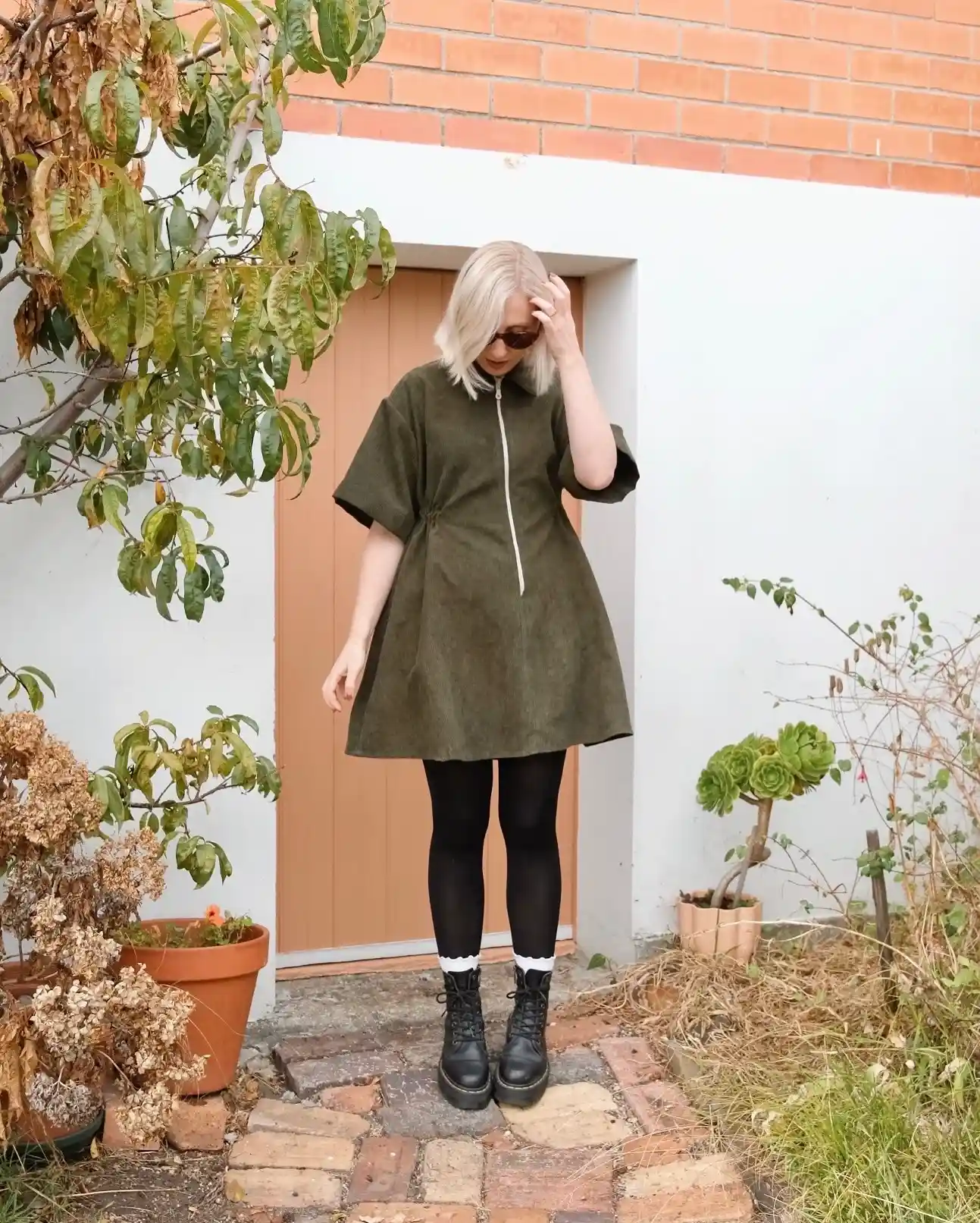 16 Corduroy Outfits for Women Over 40 5 4. Olive Corduroy Zip Front Shirt Dress