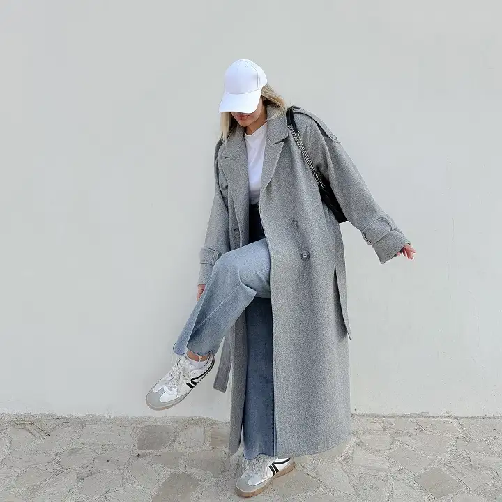 The Relaxed Gray Trench-Coat Over Denim