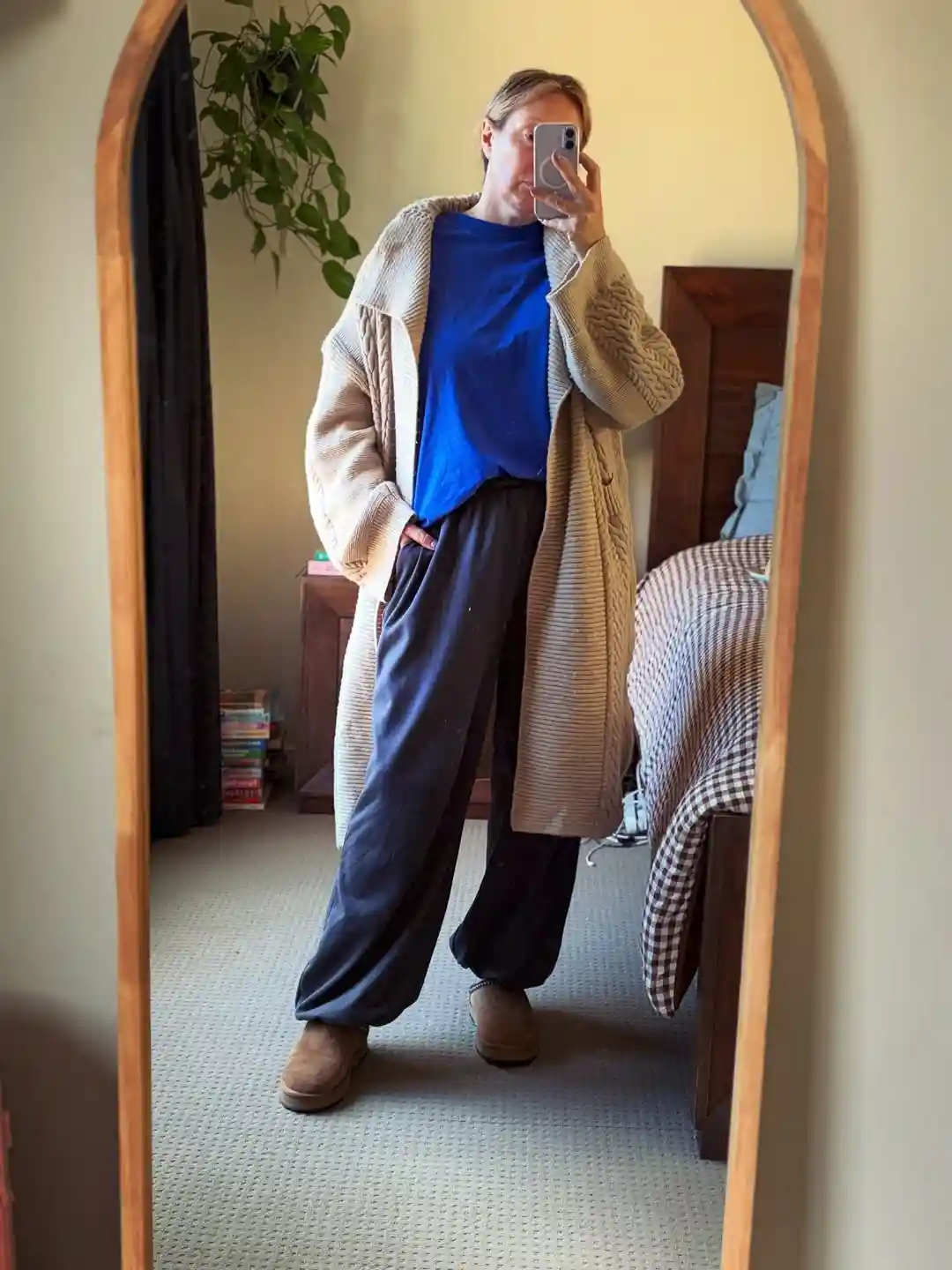 15 Velvet Outfits for Women Over 40 to Wear All Season 3 2. Cozy Cobalt and Cream Look Made for a Velvet Swap