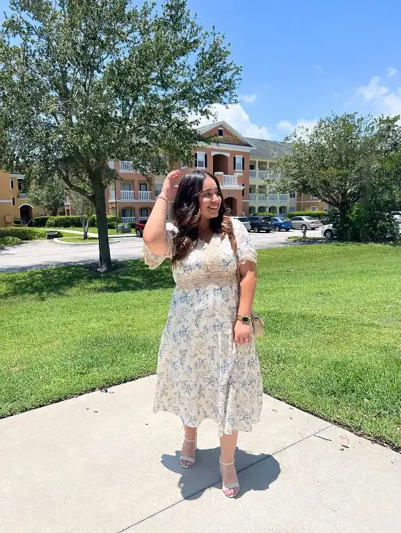 Floral Tiered Midi Dress With Crochet Lace Trim