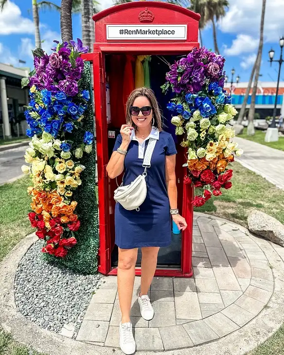 Navy Polo Dress With White Sneakers