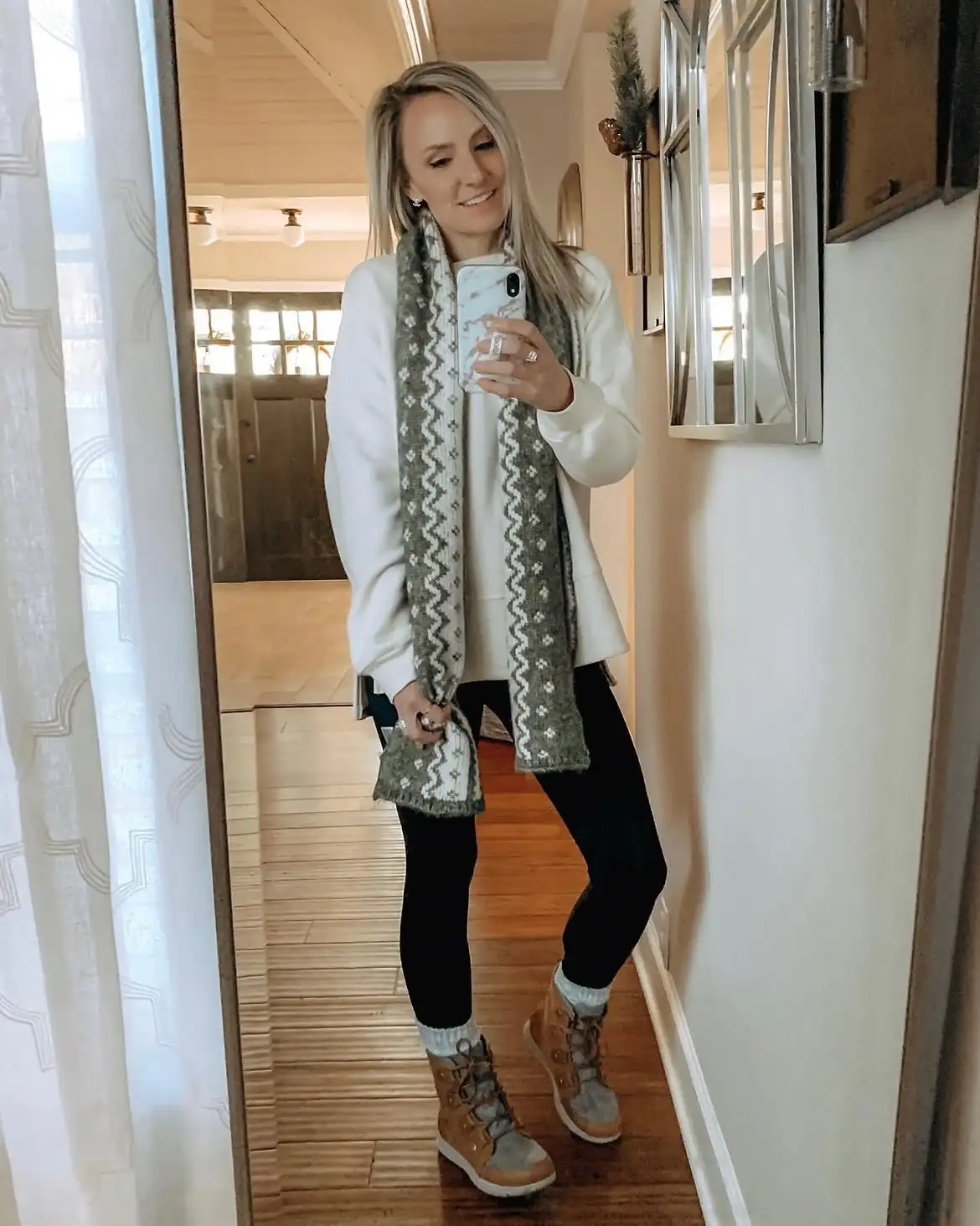 5. Grey Suede Snow Boots with Knit Cuffs