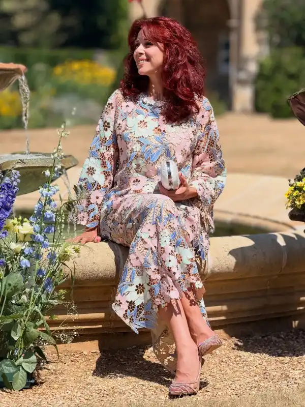 17 Fall Wedding Guest Dresses Over 40 That Look Expensive 7 6. Pastel Guipure Lace Midi With Bell Sleeves