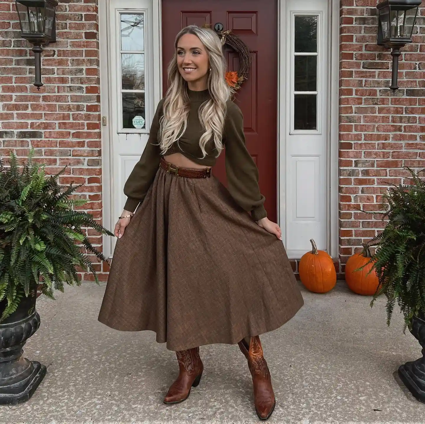 3. Cropped Sweater with Full Midi Skirt