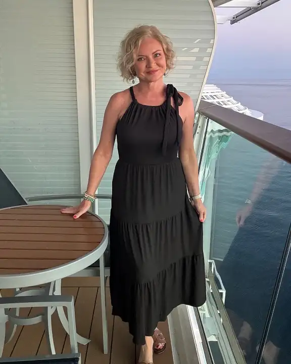 Black Tiered Halter Maxi for Cruise Evenings