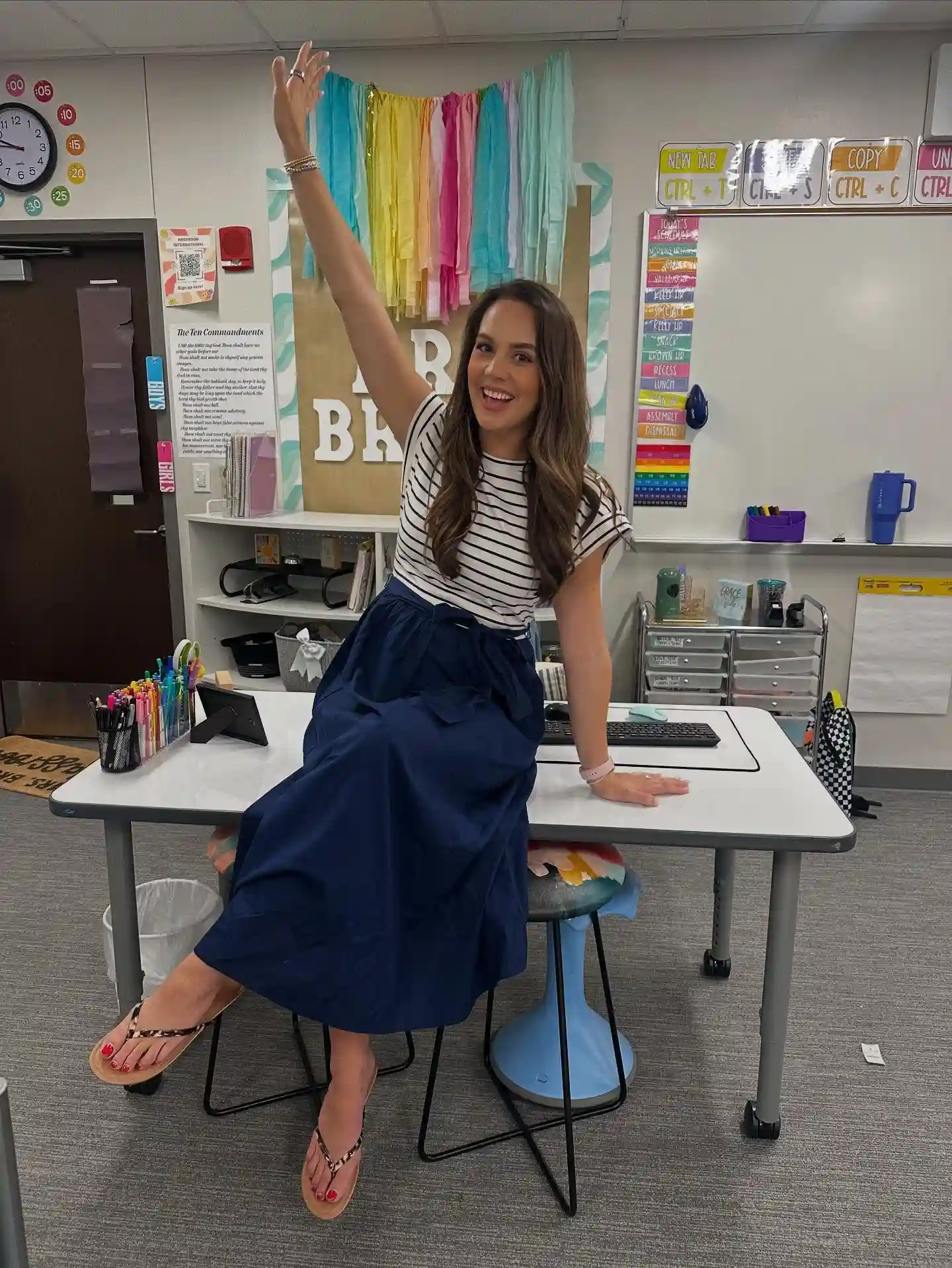 12. Striped Tee with Navy Maxi Skirt