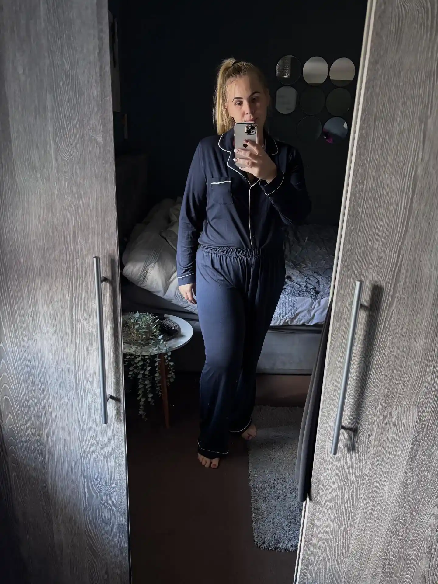 Elevated Pajamas for Women Over 40: 10 Sets You Can Answer the Door In 4 3. Navy Piped Button Front Pajama Set