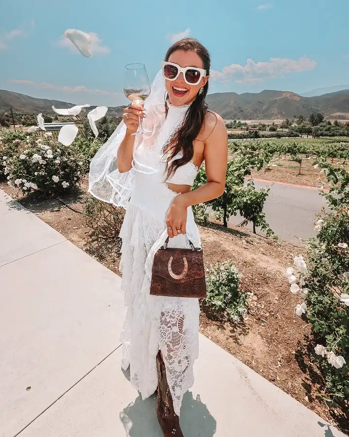 Lace Maxi and Cowboy Boots at the Vineyard