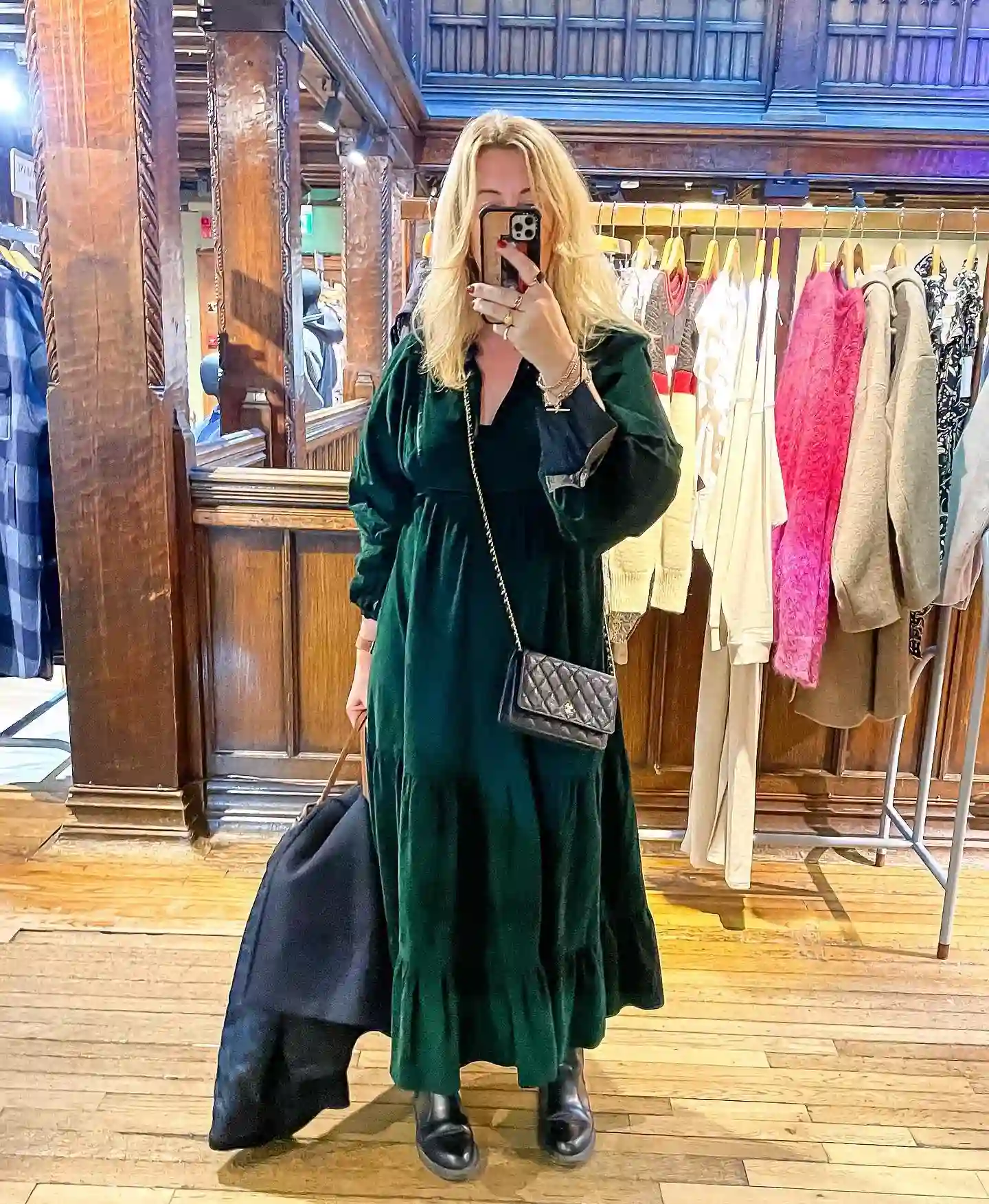 16 Corduroy Outfits for Women Over 40 3 2. Emerald Green Long Sleeve Midi Dress